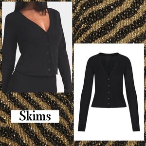 Skims Featherweight Cashmere Cardigan Onyx New